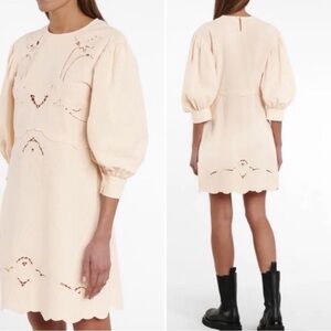 See by Chloe Dress NWT Buttercream Mini Scalloped Embroidered Dress 36 S 4/6